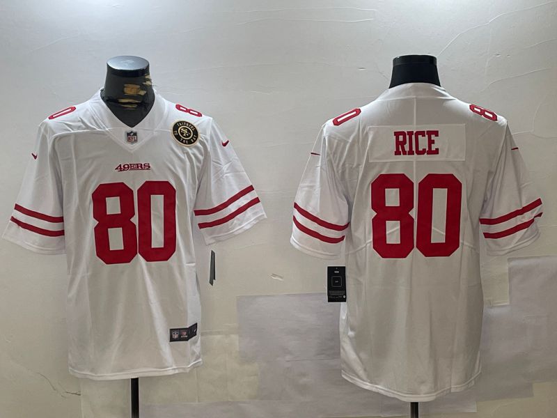 Men San Francisco 49ers 80 Rice White Second generations 2024 Nike Limited NFL Jersey style 3